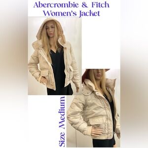 Abercrombie & Fitch Women's Cream Puffer Jacket.